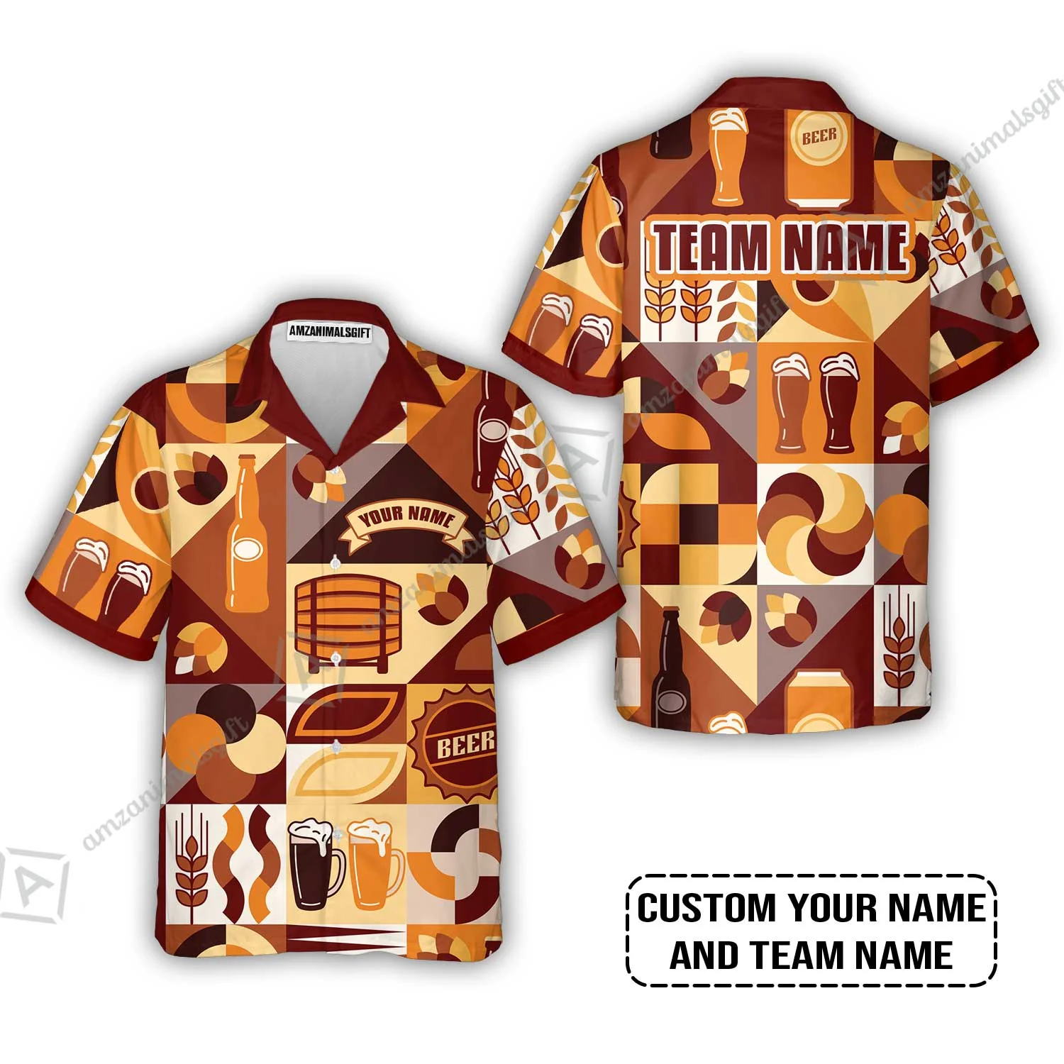 Custom Cream Brown Beer Pattern Design Oktoberfest Beer Festival Performance Polo Shirt - Image 3