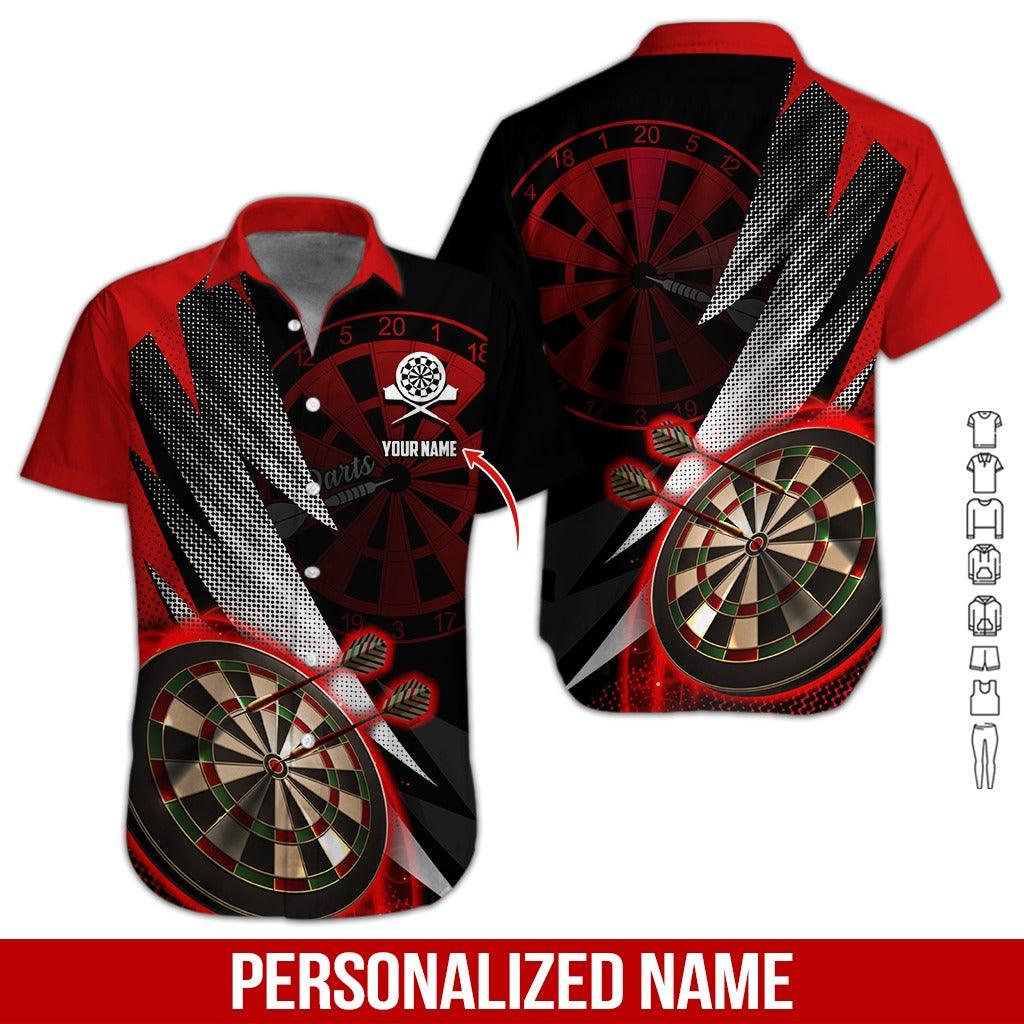 Custom Dart Aloha Hawaiian Shirt - Red Dart Pattern Personalized Name Hawaiian Shirt For Men & Women, Dart Lover