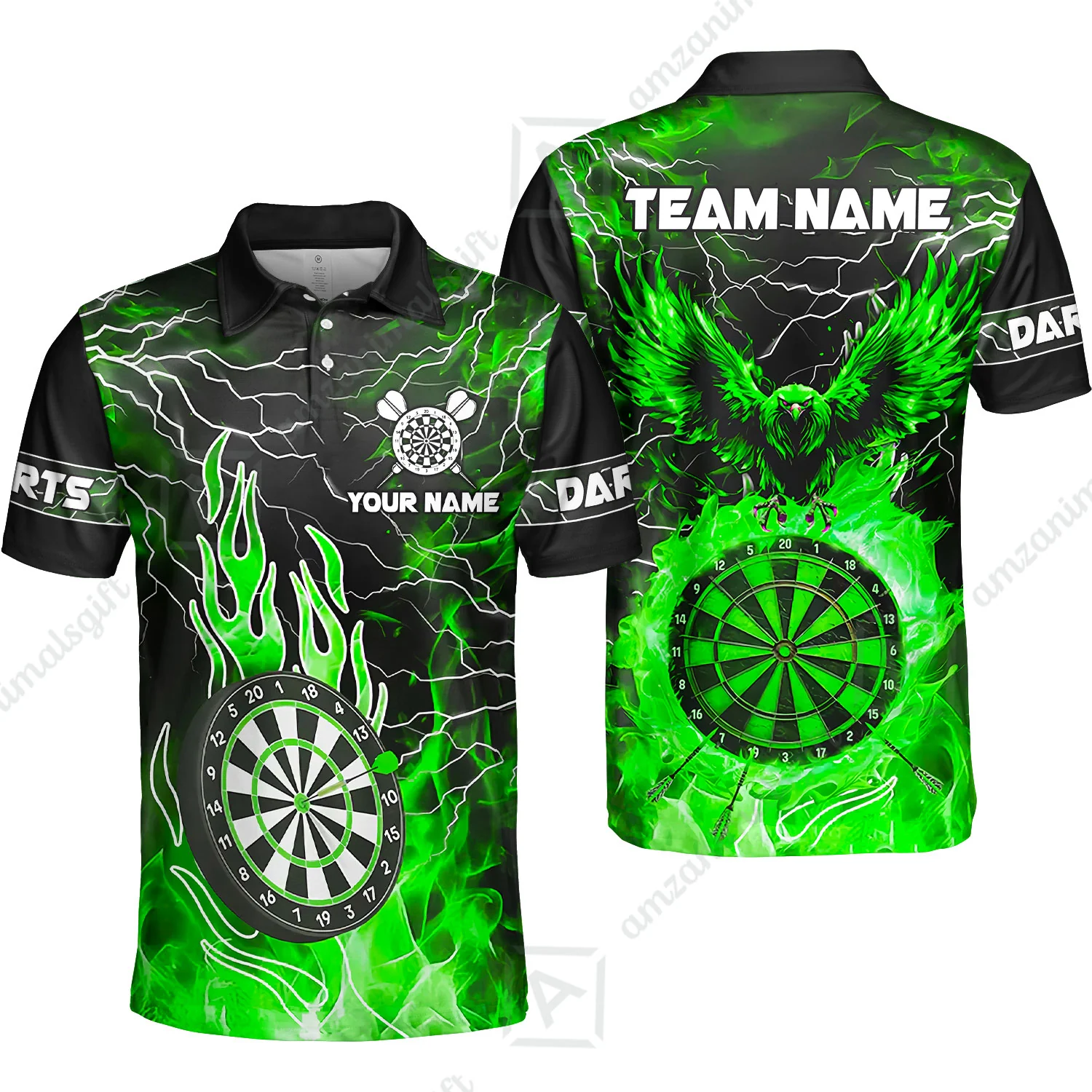 Custom Darts Team Jersey, Dartboard Fire Flame Custom Eagle Darts Jersey Polo Quarter-Zip Shirts, Custom Name And Team Name Darts Uniforms Jersey - Image 12