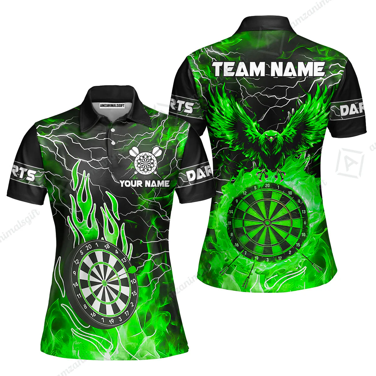 Custom Darts Team Jersey, Dartboard Fire Flame Custom Eagle Darts Jersey Polo Quarter-Zip Shirts, Custom Name And Team Name Darts Uniforms Jersey - Image 13