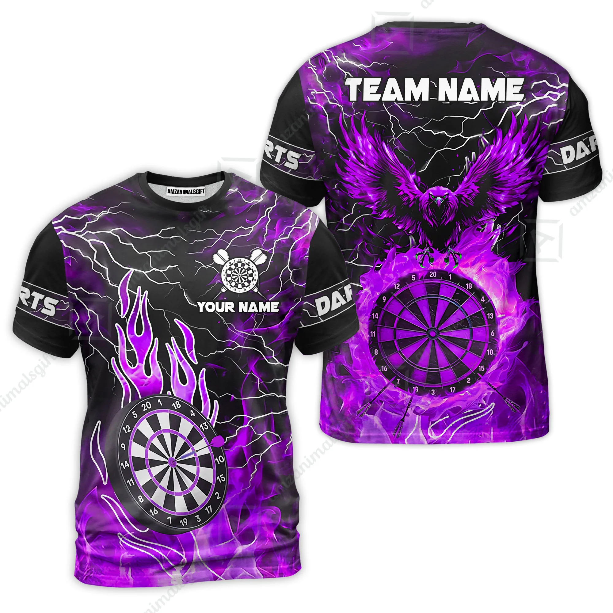 Custom Darts Team Jersey, Dartboard Fire Flame Custom Eagle Darts Jersey Polo Quarter-Zip Shirts, Custom Name And Team Name Darts Uniforms Jersey - Image 15
