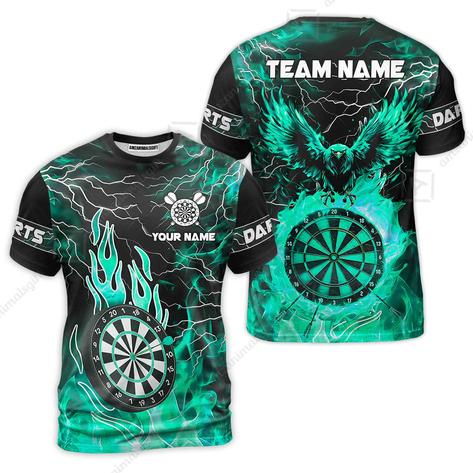 Custom Darts Team Jersey, Dartboard Fire Flame Custom Eagle Darts Jersey Polo Quarter-Zip Shirts, Custom Name And Team Name Darts Uniforms Jersey - Image 19