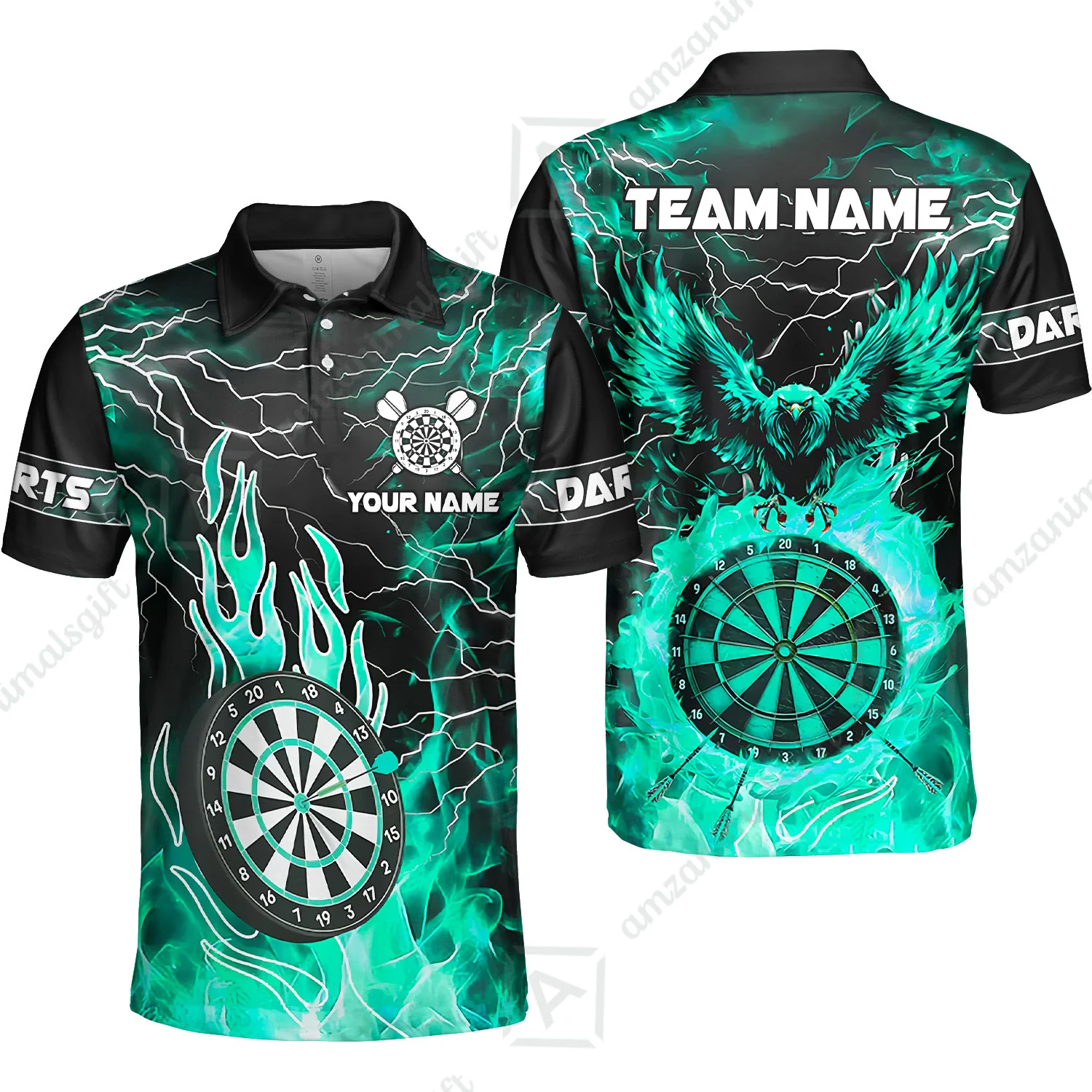 Custom Darts Team Jersey, Dartboard Fire Flame Custom Eagle Darts Jersey Polo Quarter-Zip Shirts, Custom Name And Team Name Darts Uniforms Jersey - Image 20