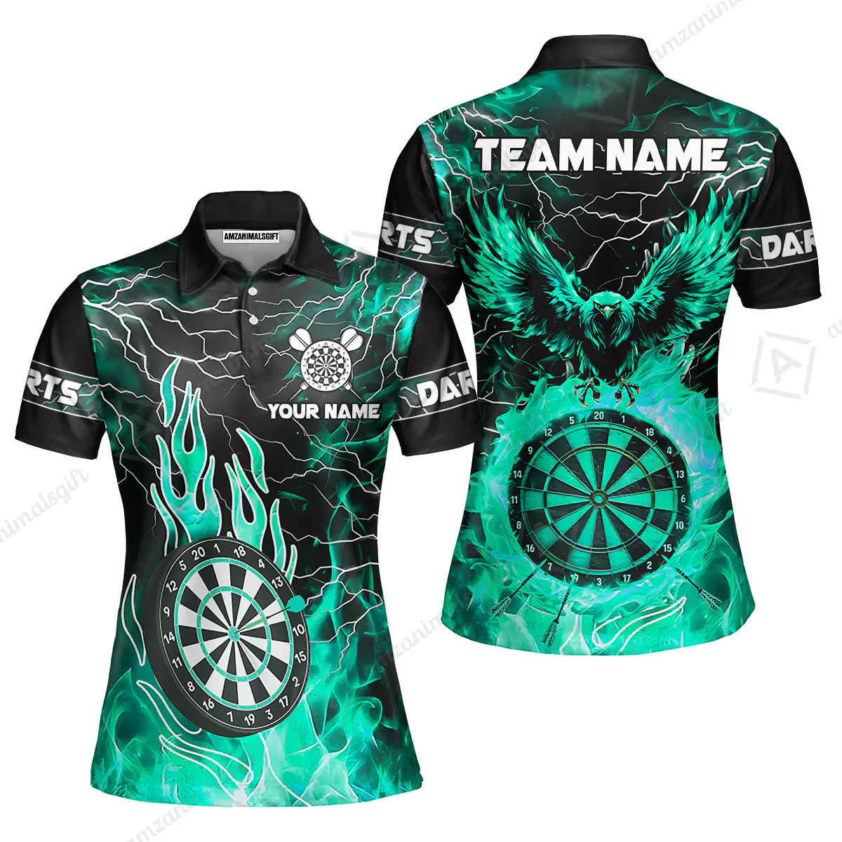 Custom Darts Team Jersey, Dartboard Fire Flame Custom Eagle Darts Jersey Polo Quarter-Zip Shirts, Custom Name And Team Name Darts Uniforms Jersey - Image 21