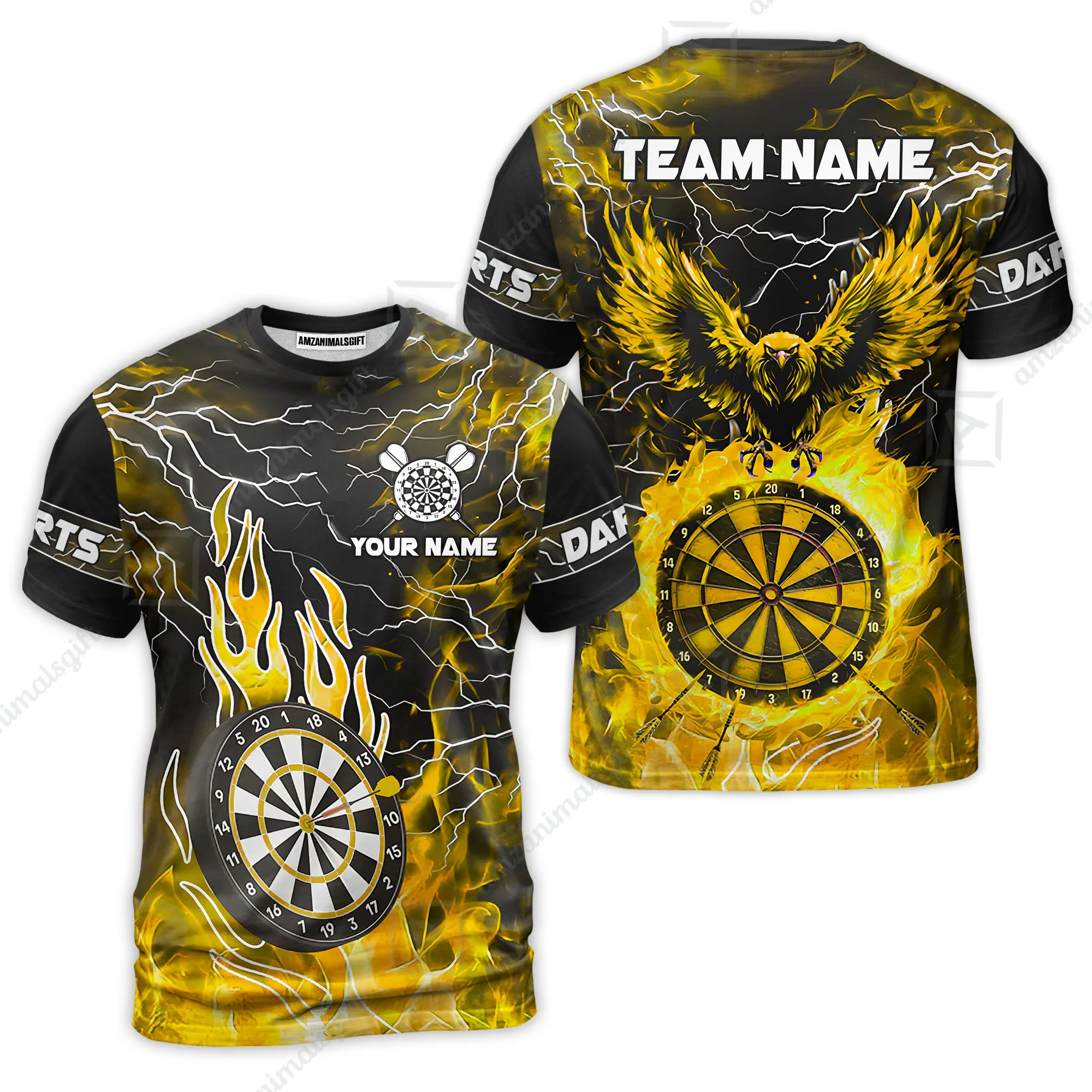 Custom Darts Team Jersey, Dartboard Fire Flame Custom Eagle Darts Jersey Polo Quarter-Zip Shirts, Custom Name And Team Name Darts Uniforms Jersey - Image 23