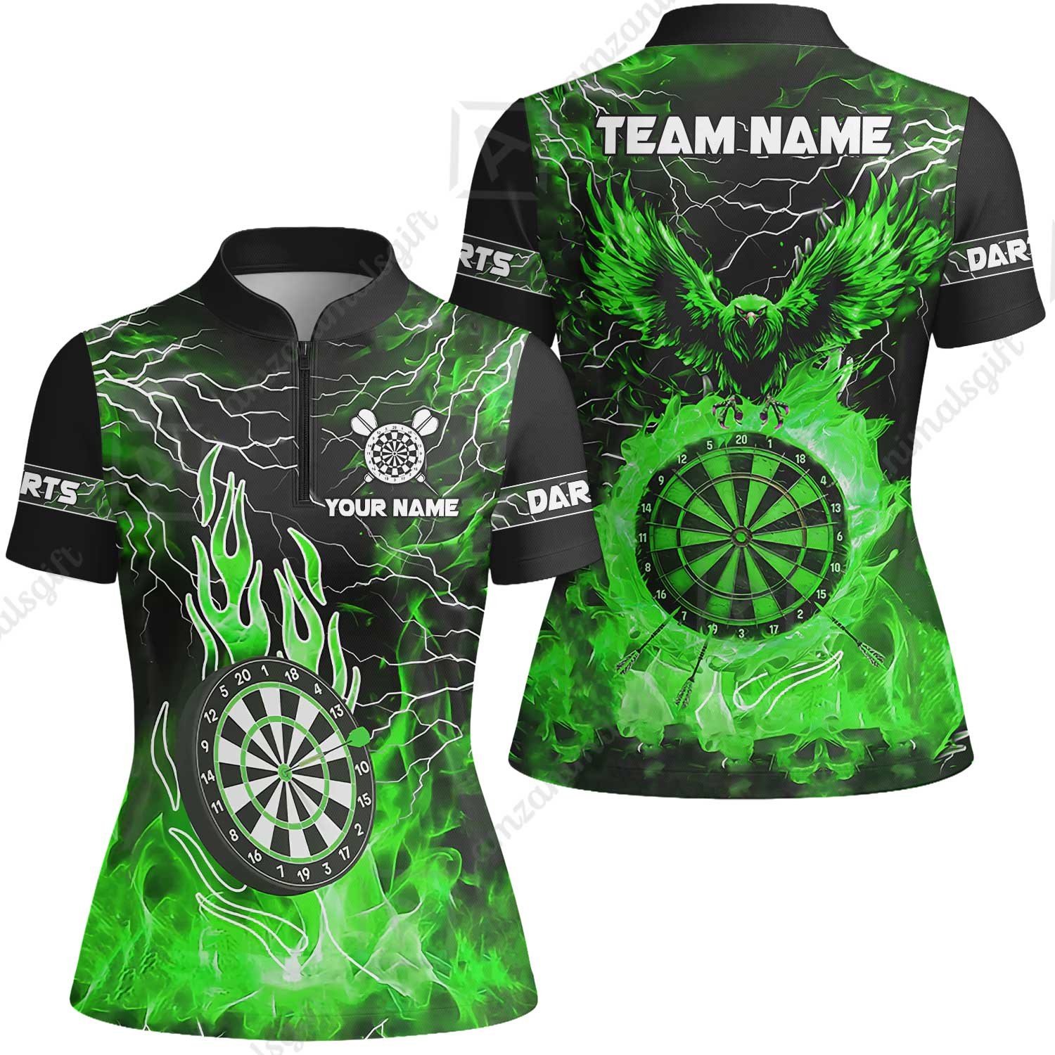 Custom Darts Team Jersey, Dartboard Fire Flame Custom Eagle Darts Jersey Polo Quarter-Zip Shirts, Custom Name And Team Name Darts Uniforms Jersey - Image 30