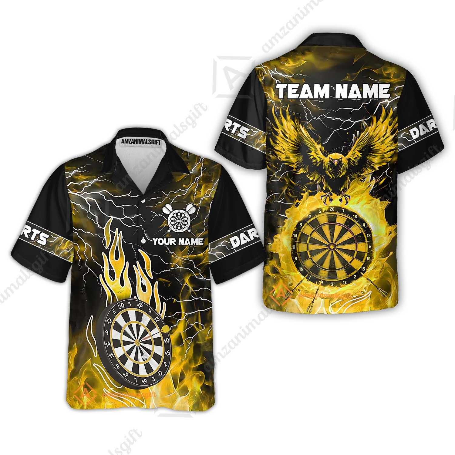Custom Darts Team Jersey, Dartboard Fire Flame Custom Eagle Darts Jersey Polo Quarter-Zip Shirts, Custom Name And Team Name Darts Uniforms Jersey - Image 32