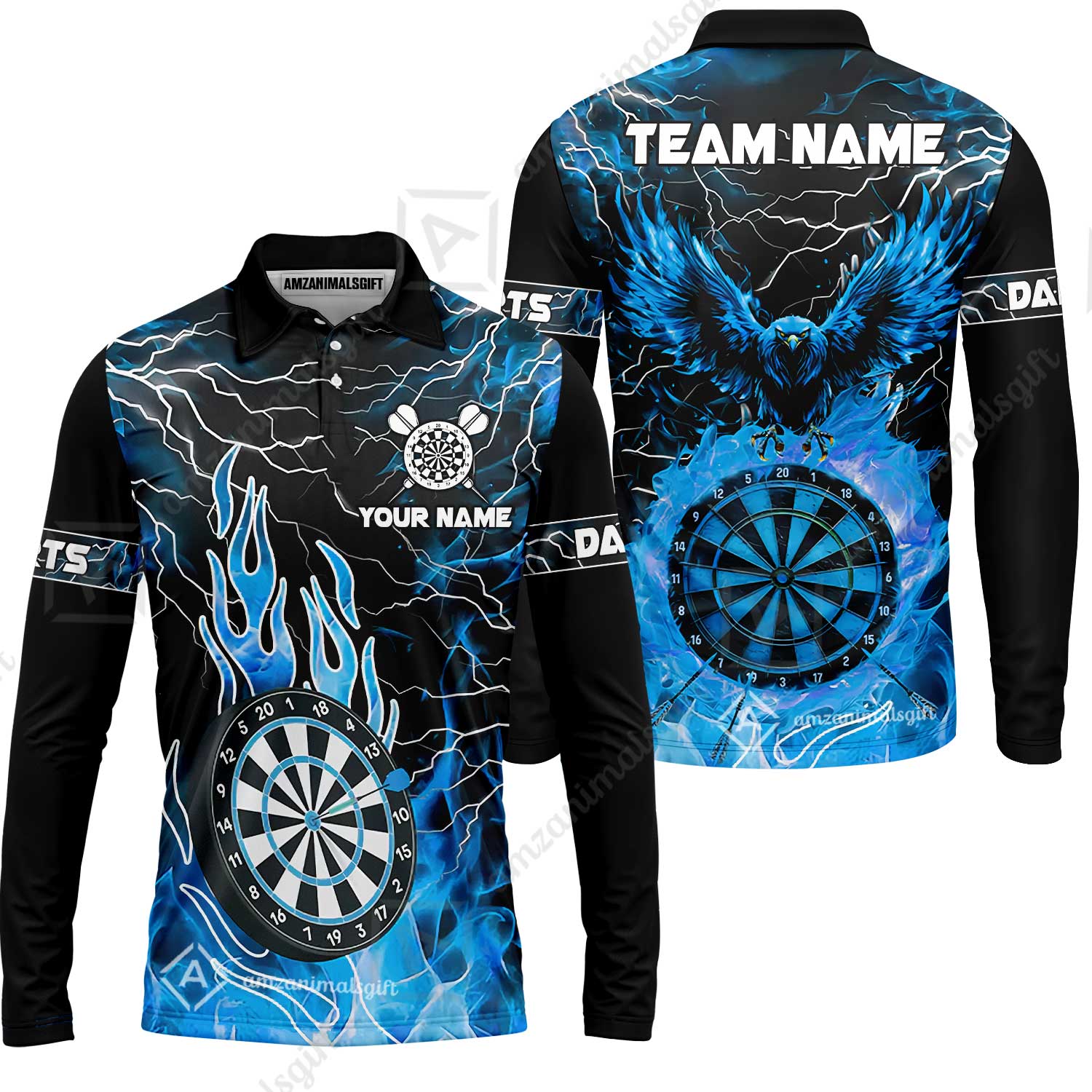 Custom Darts Team Jersey, Dartboard Fire Flame Custom Eagle Darts Jersey Polo Quarter-Zip Shirts, Custom Name And Team Name Darts Uniforms Jersey - Image 38