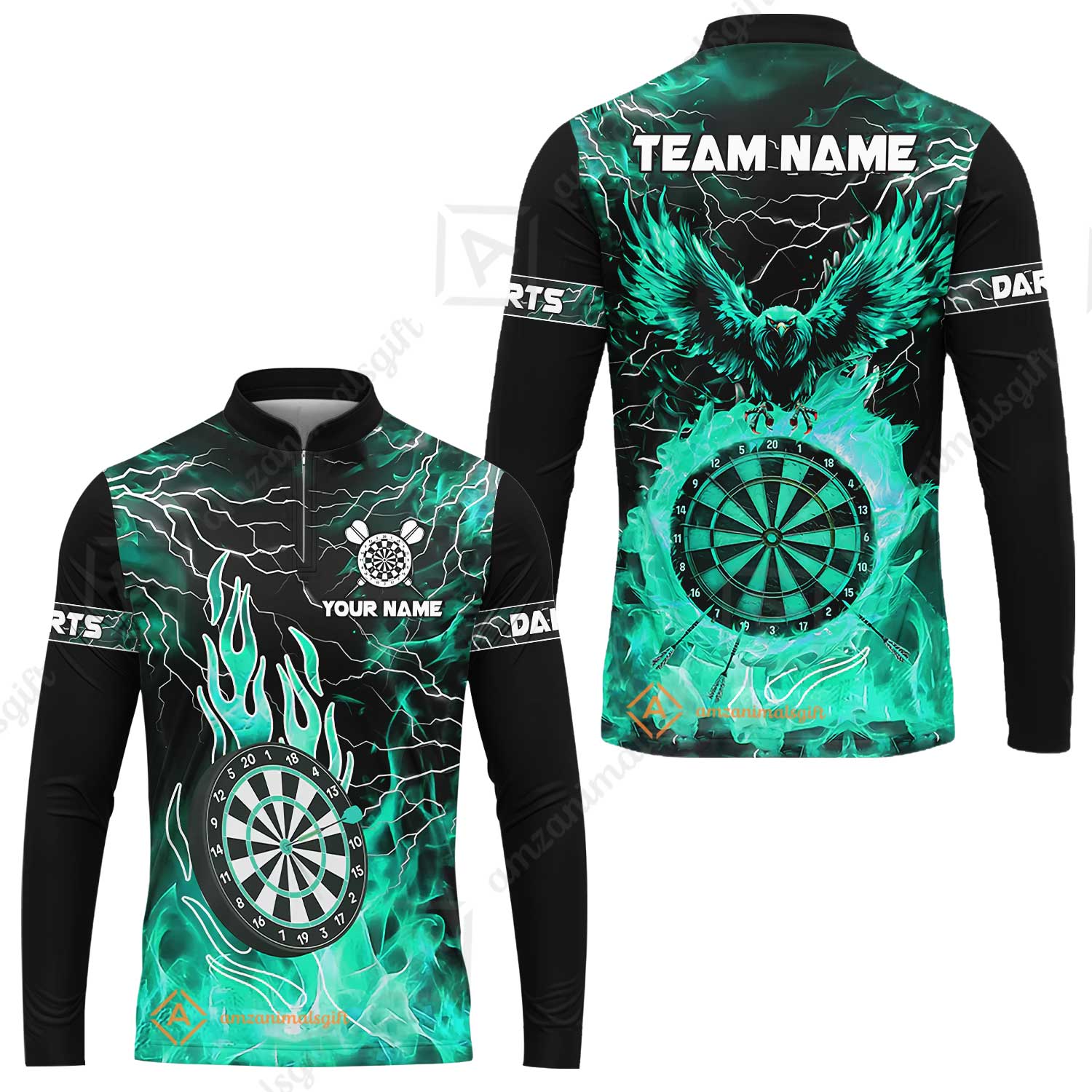 Custom Darts Team Jersey, Dartboard Fire Flame Custom Eagle Darts Jersey Polo Quarter-Zip Shirts, Custom Name And Team Name Darts Uniforms Jersey - Image 41