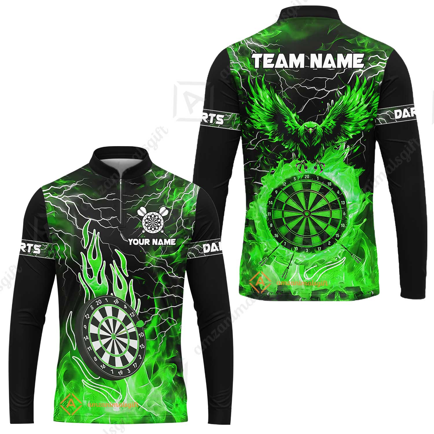 Custom Darts Team Jersey, Dartboard Fire Flame Custom Eagle Darts Jersey Polo Quarter-Zip Shirts, Custom Name And Team Name Darts Uniforms Jersey - Image 45