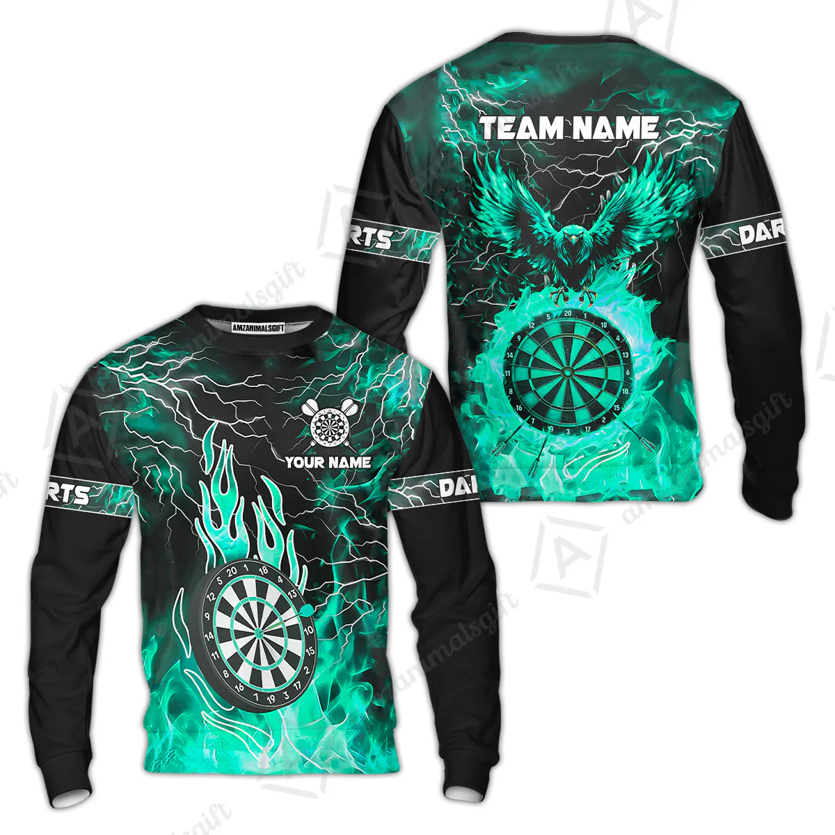 Custom Darts Team Jersey, Dartboard Fire Flame Custom Eagle Darts Jersey Polo Quarter-Zip Shirts, Custom Name And Team Name Darts Uniforms Jersey - Image 46