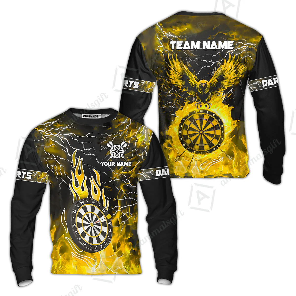 Custom Darts Team Jersey, Dartboard Fire Flame Custom Eagle Darts Jersey Polo Quarter-Zip Shirts, Custom Name And Team Name Darts Uniforms Jersey - Image 47