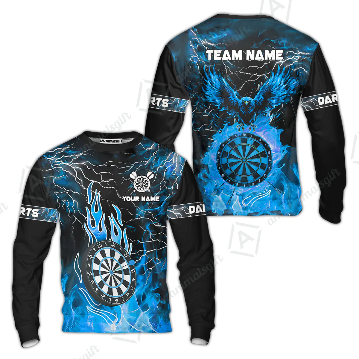 Custom Darts Team Jersey, Dartboard Fire Flame Custom Eagle Darts Jersey Polo Quarter-Zip Shirts, Custom Name And Team Name Darts Uniforms Jersey - Image 48