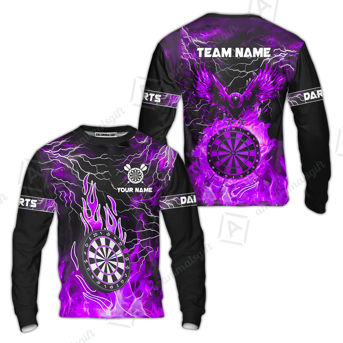 Custom Darts Team Jersey, Dartboard Fire Flame Custom Eagle Darts Jersey Polo Quarter-Zip Shirts, Custom Name And Team Name Darts Uniforms Jersey - Image 49