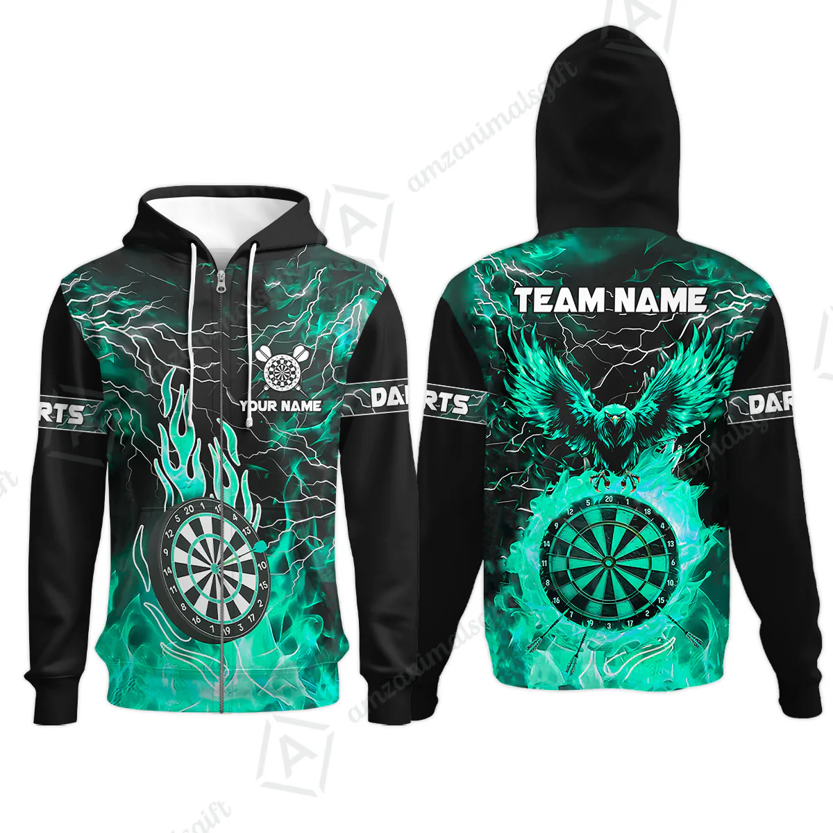 Custom Darts Team Jersey, Dartboard Fire Flame Custom Eagle Darts Jersey Polo Quarter-Zip Shirts, Custom Name And Team Name Darts Uniforms Jersey - Image 56