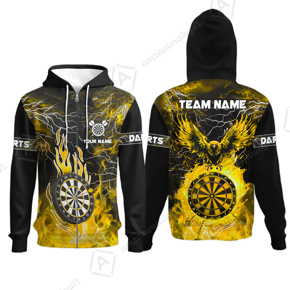 Custom Darts Team Jersey, Dartboard Fire Flame Custom Eagle Darts Jersey Polo Quarter-Zip Shirts, Custom Name And Team Name Darts Uniforms Jersey - Image 57