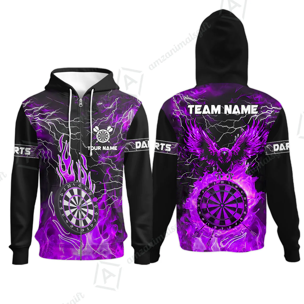 Custom Darts Team Jersey, Dartboard Fire Flame Custom Eagle Darts Jersey Polo Quarter-Zip Shirts, Custom Name And Team Name Darts Uniforms Jersey - Image 59