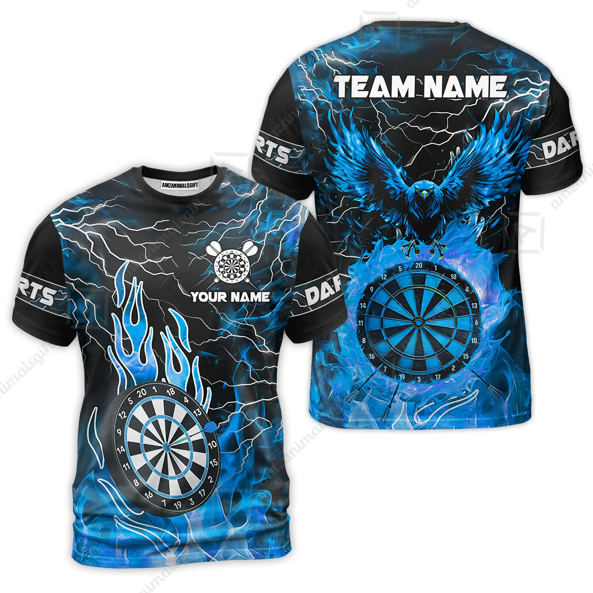 Custom Darts Team Jersey, Dartboard Fire Flame Custom Eagle Darts Jersey Polo Quarter-Zip Shirts, Custom Name And Team Name Darts Uniforms Jersey - Image 7