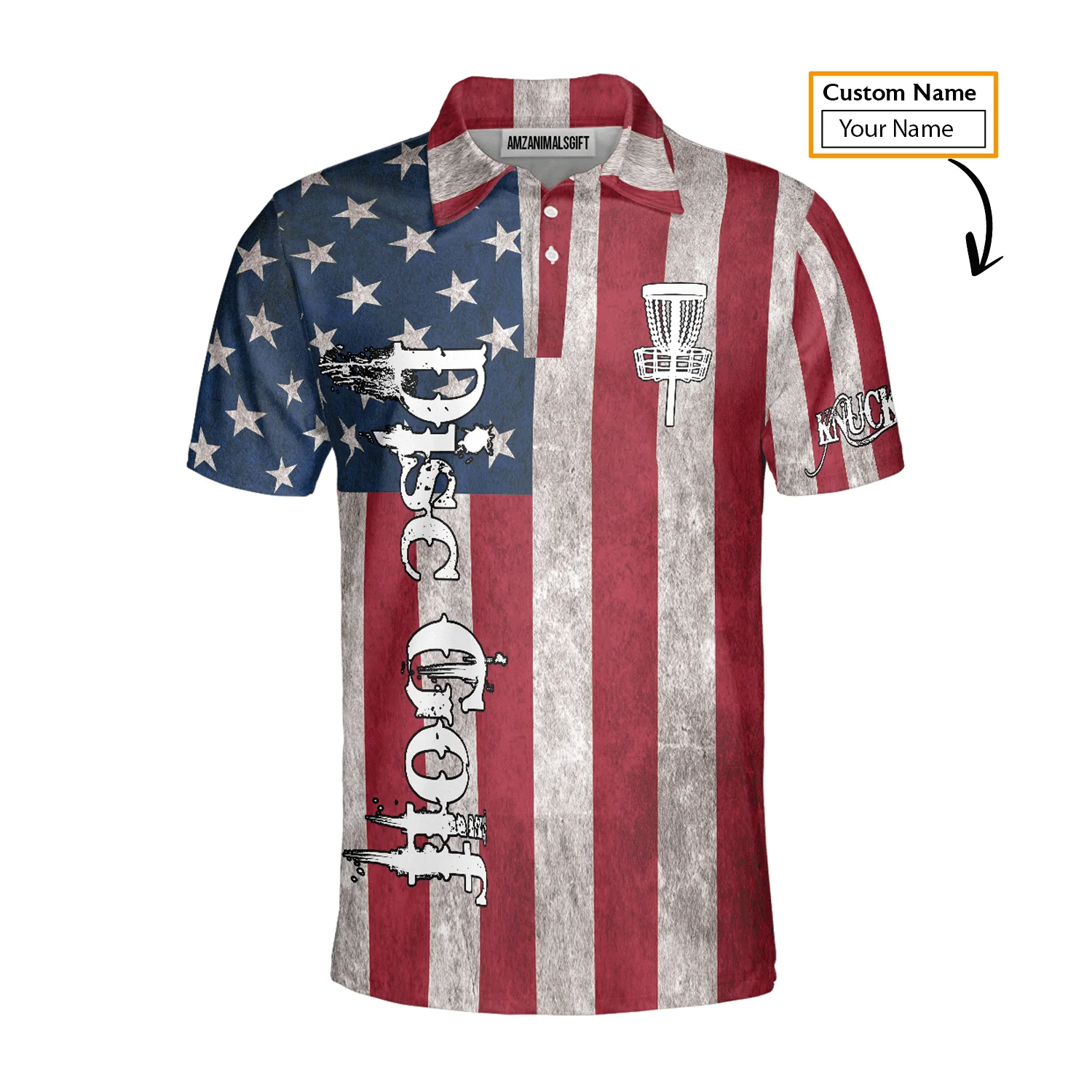 Custom Disc Golf Long Sleeve Men Polo Shirt- Custom Name American Flag Disc Golf Basket Apparel Men Polo Shirt For Disc Golf Lover - Image 8