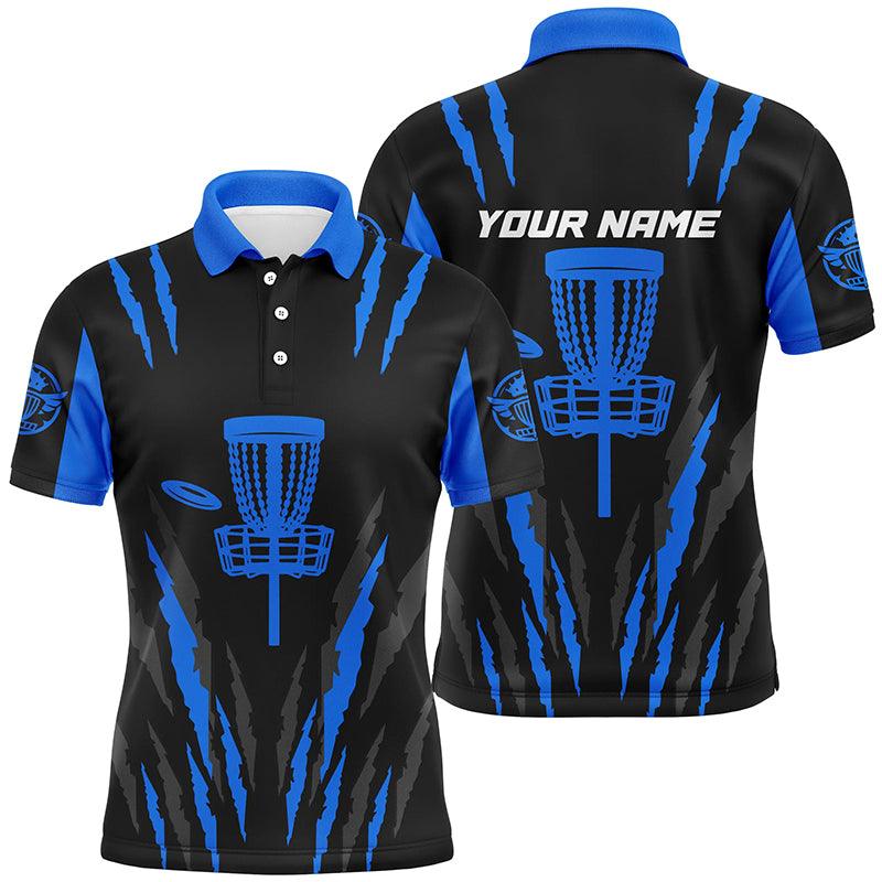 Custom Disc Golf Long Sleeve Men Polo Shirt - Custom Name Black And Blue Disc Golf Basket Apparel Men Polo Shirt For Men, Disc Golf Lover - Image 4