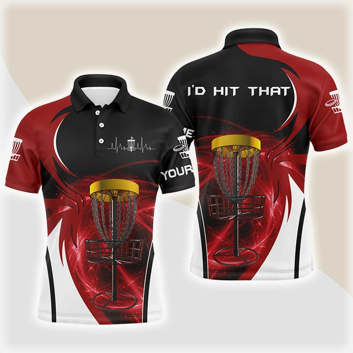 Custom Disc Golf Men Polo Shirt - Custom Name Disc Golf Basket Apparel Men Polo Shirt, I'd Hit That Polo Shirt - Perfect Polo Shirt For Men