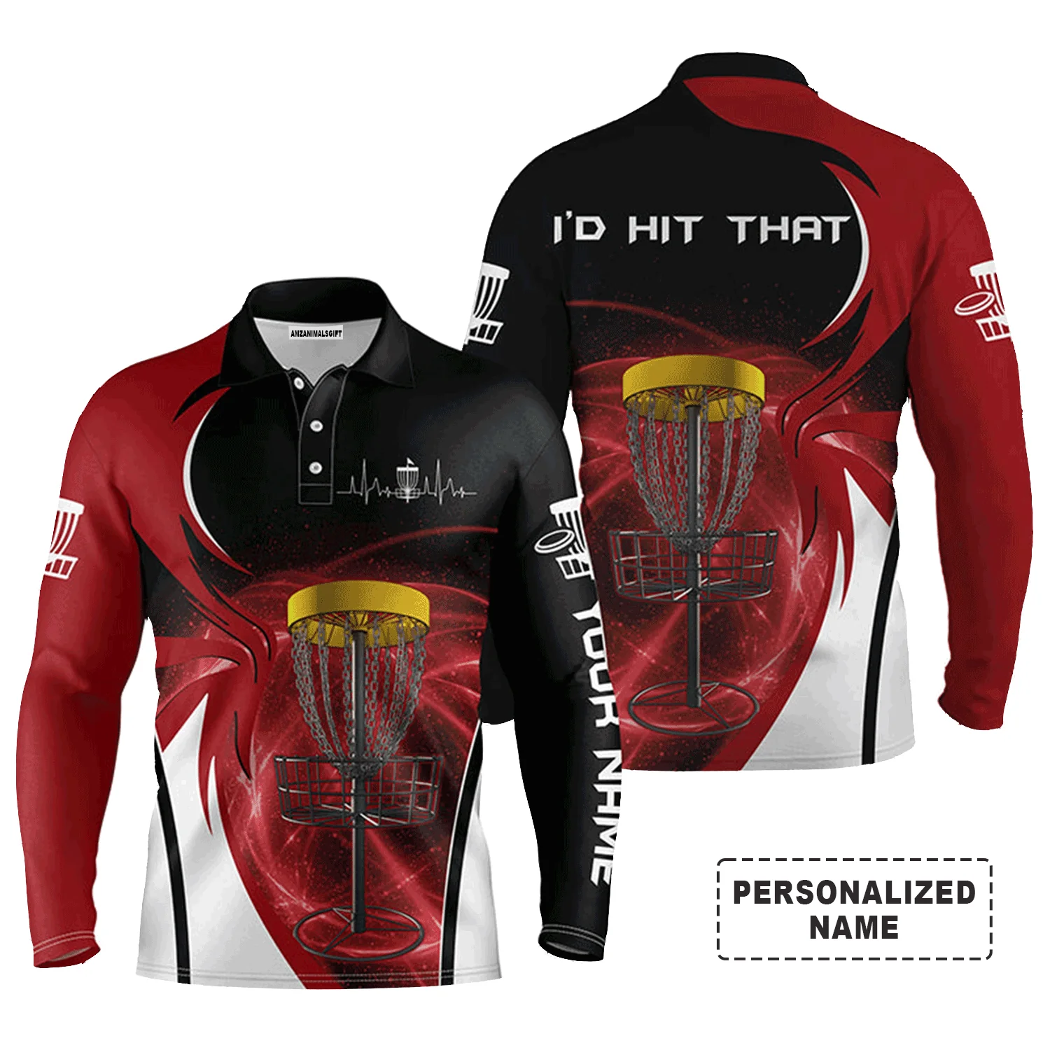 Custom Disc Golf Men Polo Shirt - Custom Name Disc Golf Basket Apparel Men Polo Shirt, I'd Hit That Polo Shirt - Perfect Polo Shirt For Men - Image 3