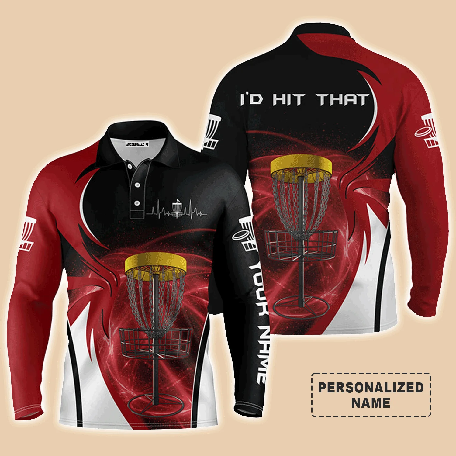 Custom Disc Golf Men Polo Shirt - Custom Name Disc Golf Basket Apparel Men Polo Shirt, I'd Hit That Polo Shirt - Perfect Polo Shirt For Men - Image 4