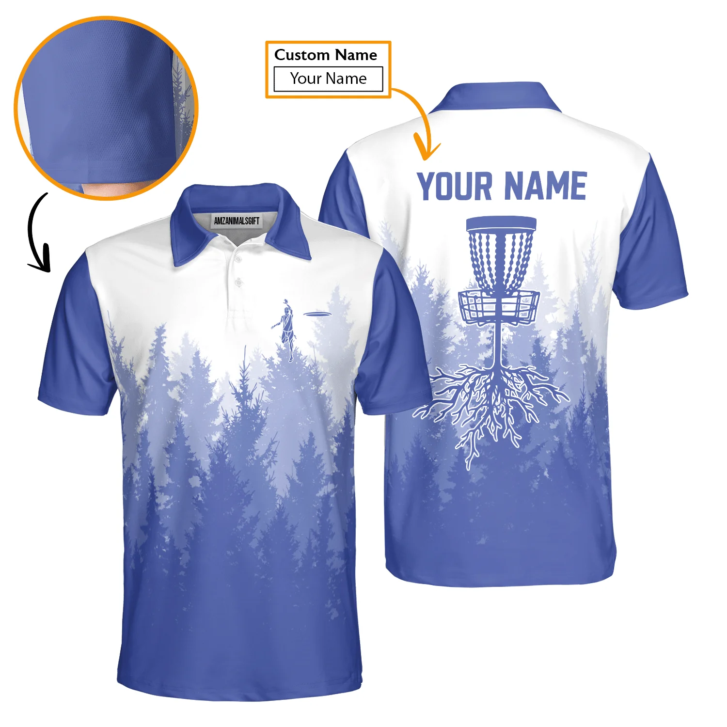 Custom Disc Golf Men Polo Shirt - Disc Golf Basket Hole In The Woods Custom Name Multicolor Apparel - Personalized Gift For Disc Golf Lover, Men, Husband, Team - Image 2