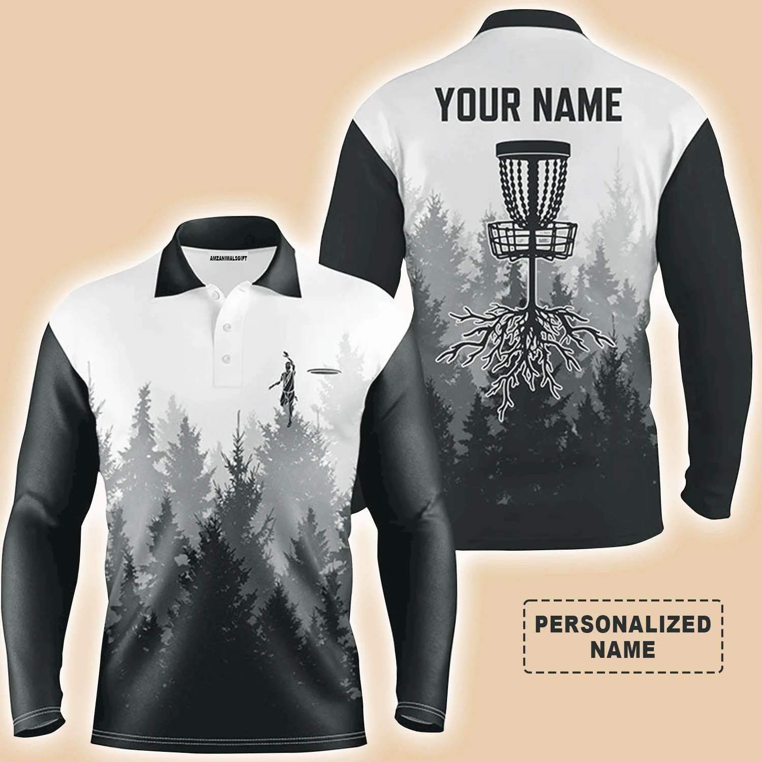 Custom Disc Golf Men Polo Shirt - Disc Golf Basket Hole In The Woods Custom Name Multicolor Apparel - Personalized Gift For Disc Golf Lover, Men, Husband, Team - Image 4