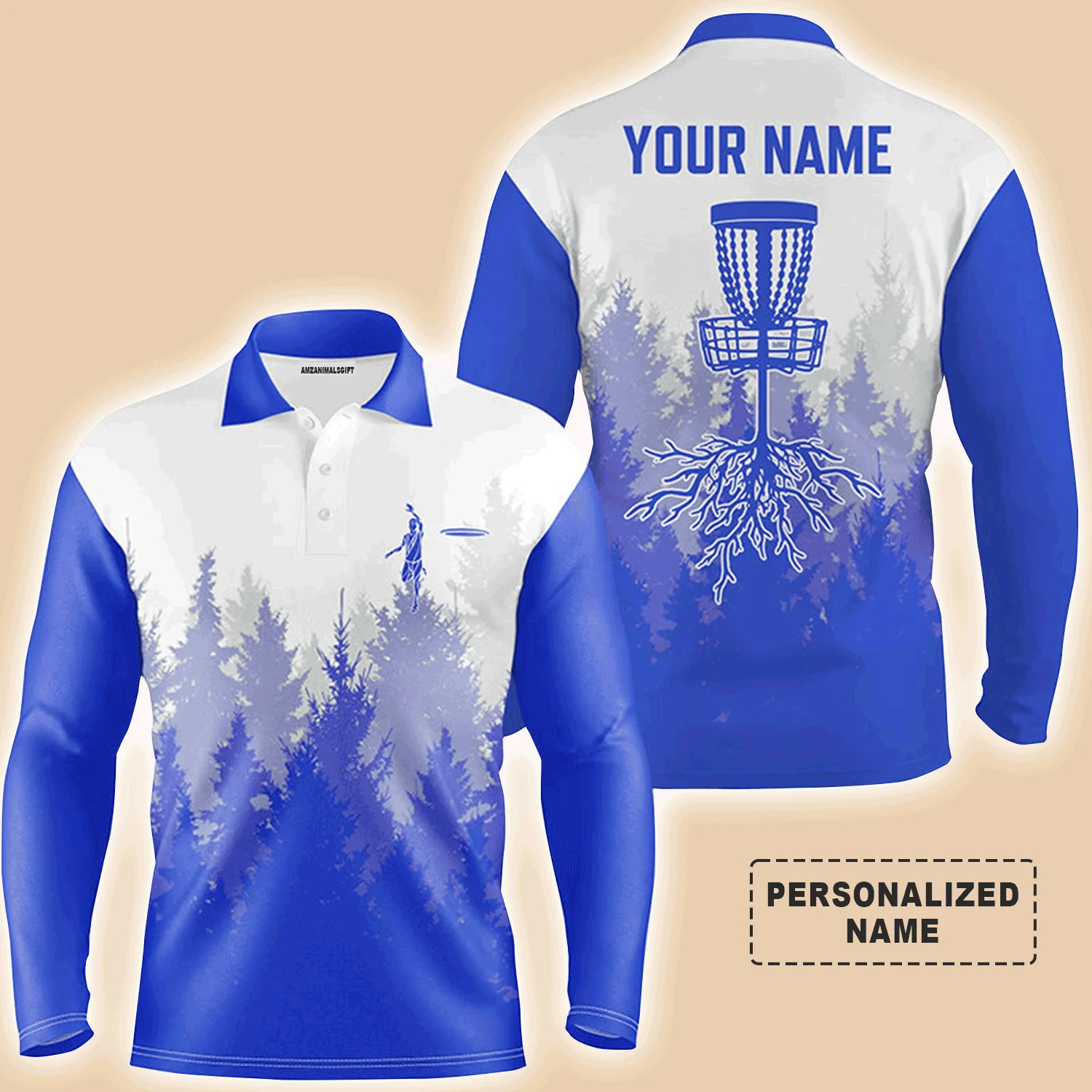 Custom Disc Golf Men Polo Shirt - Disc Golf Basket Hole In The Woods Custom Name Multicolor Apparel - Personalized Gift For Disc Golf Lover, Men, Husband, Team - Image 5