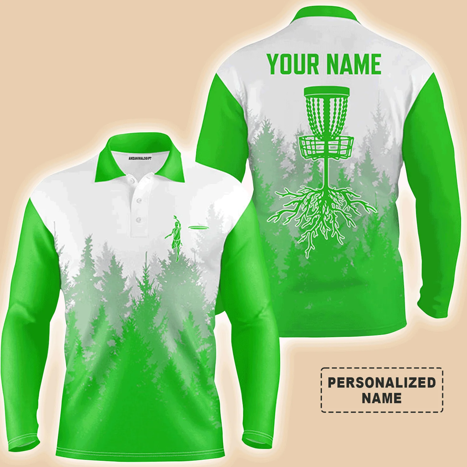 Custom Disc Golf Men Polo Shirt - Disc Golf Basket Hole In The Woods Custom Name Multicolor Apparel - Personalized Gift For Disc Golf Lover, Men, Husband, Team - Image 6