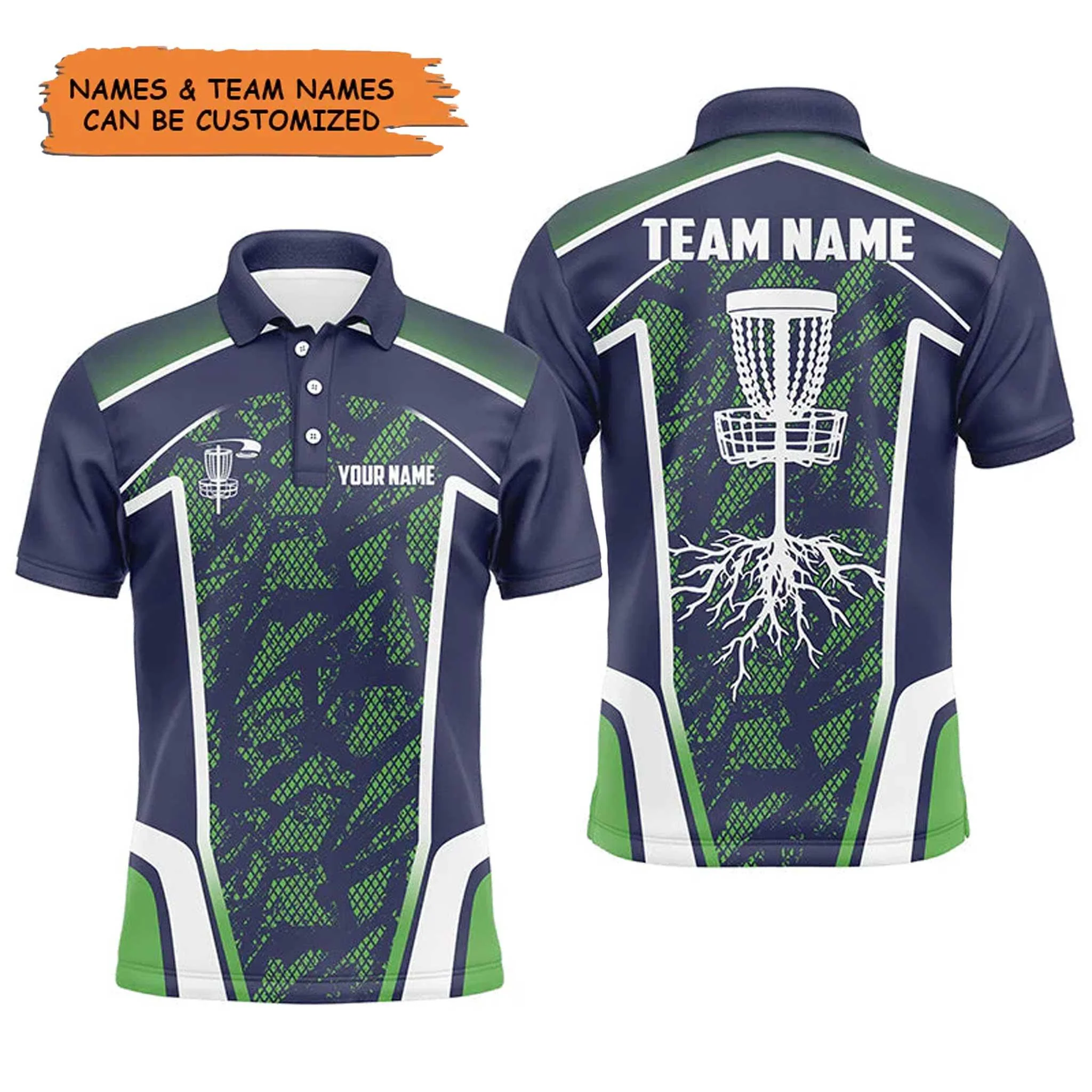 Custom Disc Golf Men Polo Shirt - Disc Golf Custom Name and Team Men Polo Shirt - Hole Blue Green Camo Apparel Polo Shirt - Perfect Polo Shirt For Men