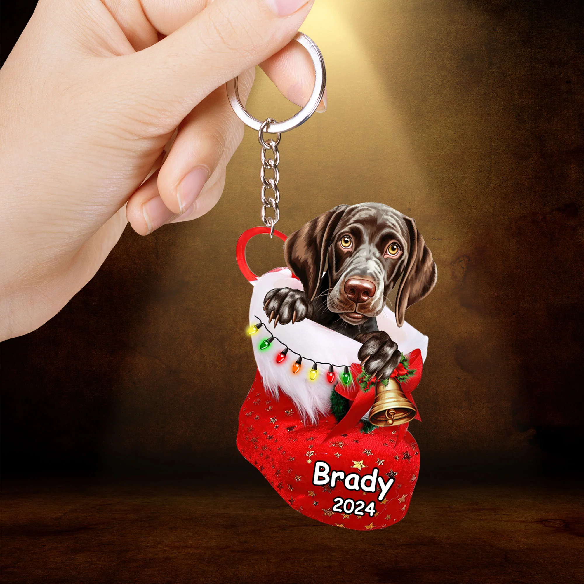 Custom Dog Christmas Car Ornament, Personalized German Shorthaired Pointer In Stocking Christmas Car Ornament for Dog Lover - Image 3