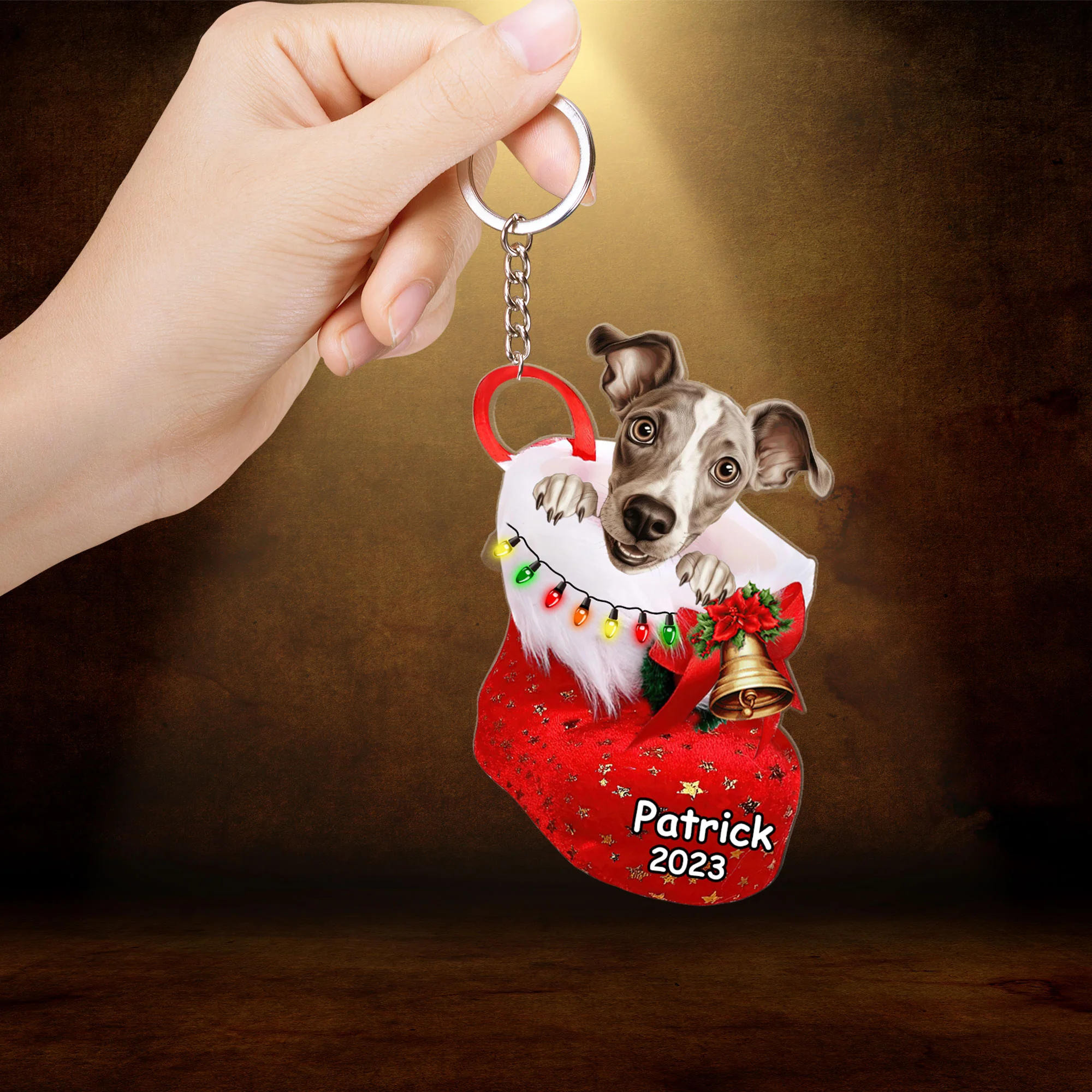 Custom Dog Acrylic Christmas Ornament, Personalized Italian Greyhound In Stocking Christmas Acrylic Ornament for Dog Lover, New Year - Image 3