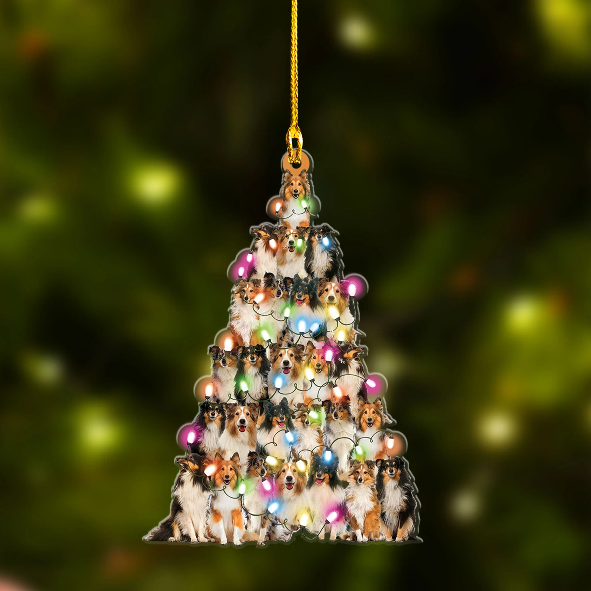 Custom Dog Acrylic Christmas Ornament, Personalized Sheltie Tree Shaped Acrylic Ornament for Dog Lover,Christmas, New Year - Image 2