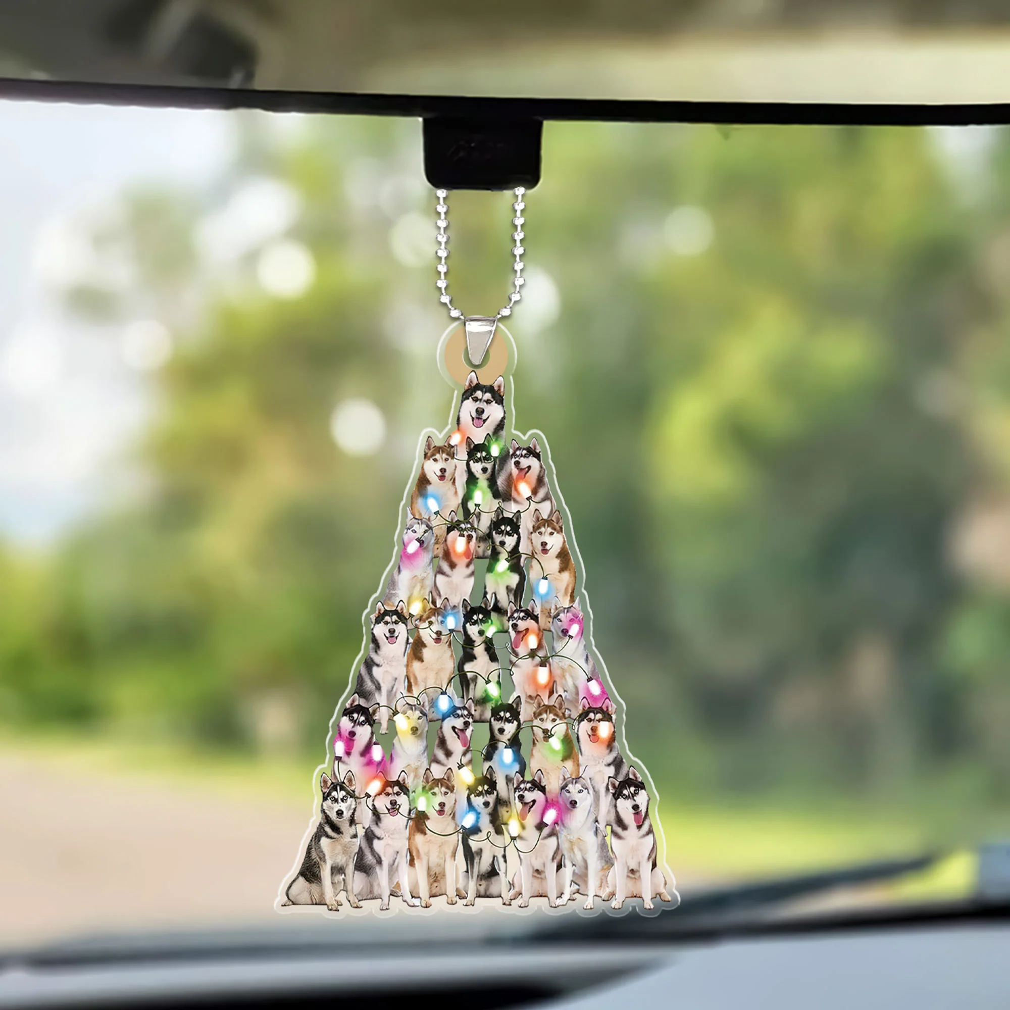 Custom Dog Christmas Car Ornament, Personalized Siberian Husky Christmas Tree Shaped Car Ornament for Dog Lover,Christmas, New Year - Image 2