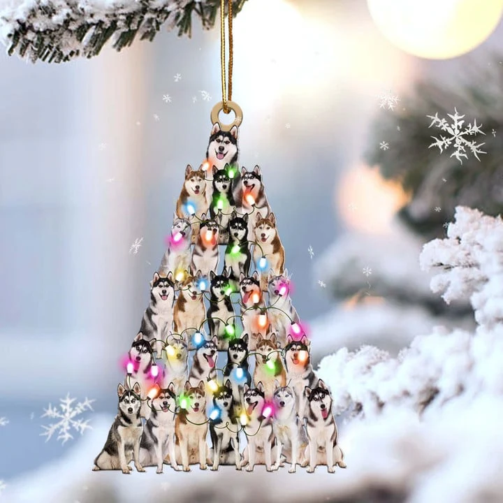 Custom Dog Christmas Car Ornament, Personalized Siberian Husky Christmas Tree Shaped Car Ornament for Dog Lover,Christmas, New Year - Image 5