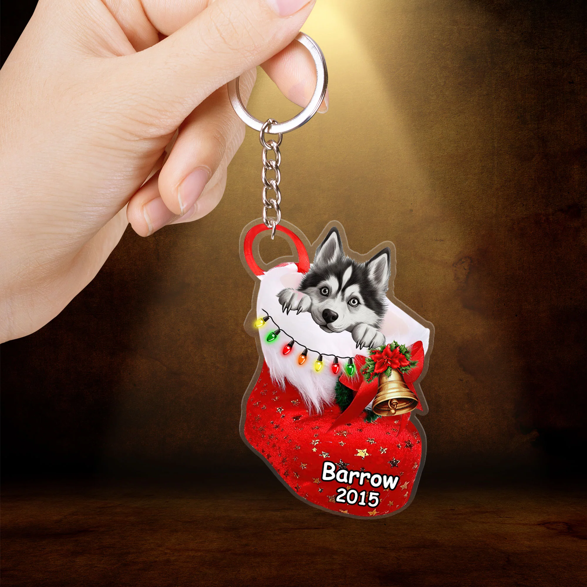 Custom Dog Christmas Car Ornament, Personalized Siberian Husky In Stocking Christmas Car Ornament for Dog Lover, New Year - Image 3