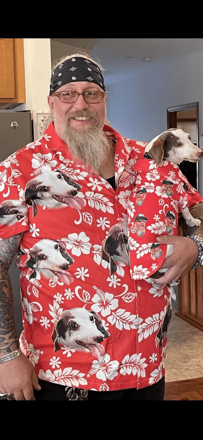 Custom Dog Face Aloha Hawaiian Shirts With Dog Face - Leaves Flowers Pattern Red Color Aloha Shirt - Personalized Hawaiian Shirts & Tops For Men Women - Image 3