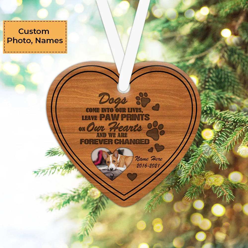 Custom Dog Photo Ceramic Ornament, Custom Pet Photo Ornament, Dogs Come Into Our Lives - Christmas Ornament Gift For Cat Lovers, Pet Lovers - Image 3
