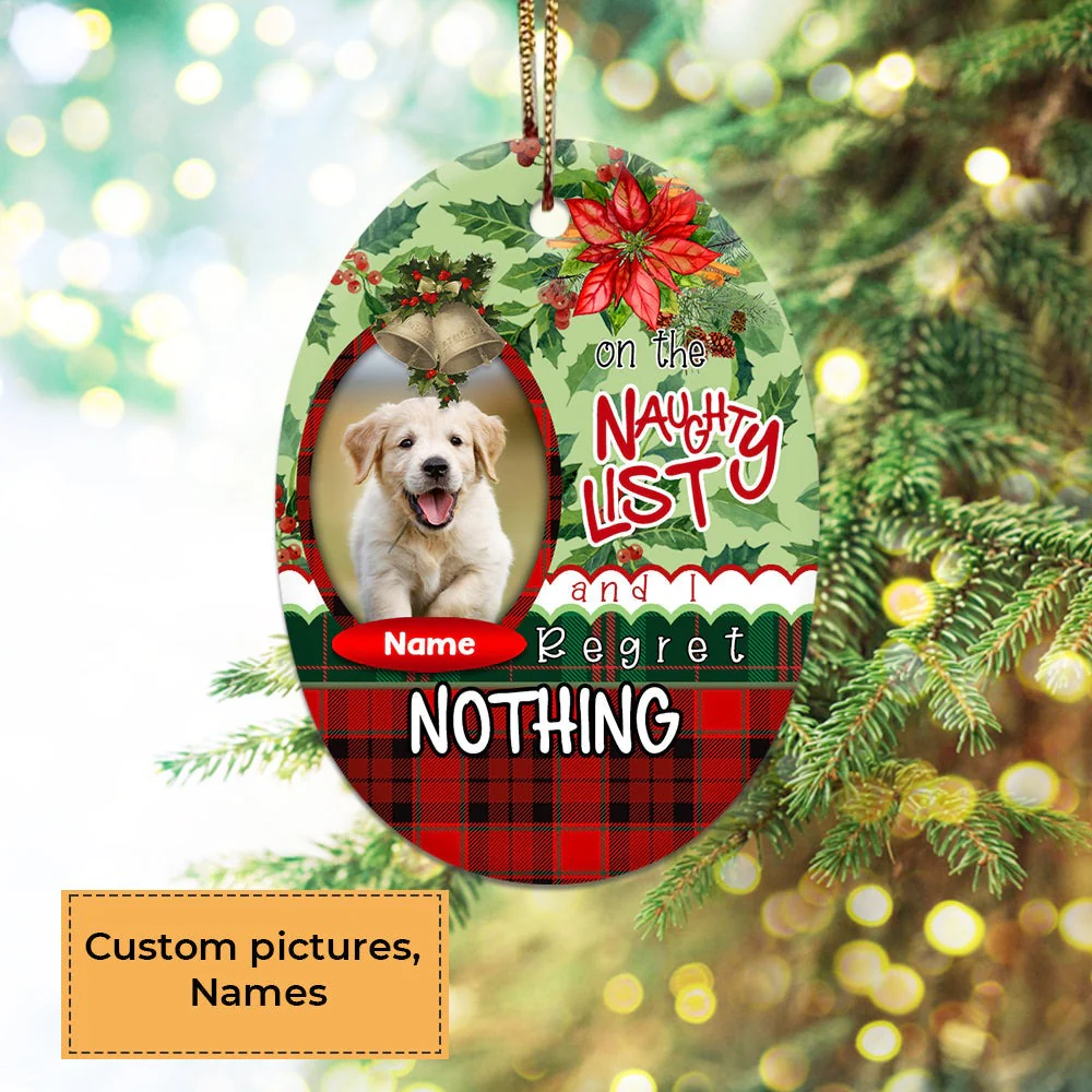 Custom Dog Photo Ceramic Ornament, Custom Pet Photo Ornament, Naughty List Custom Ornament - Christmas Ornament Gift For Dog Lovers, Pet Lovers - Image 2