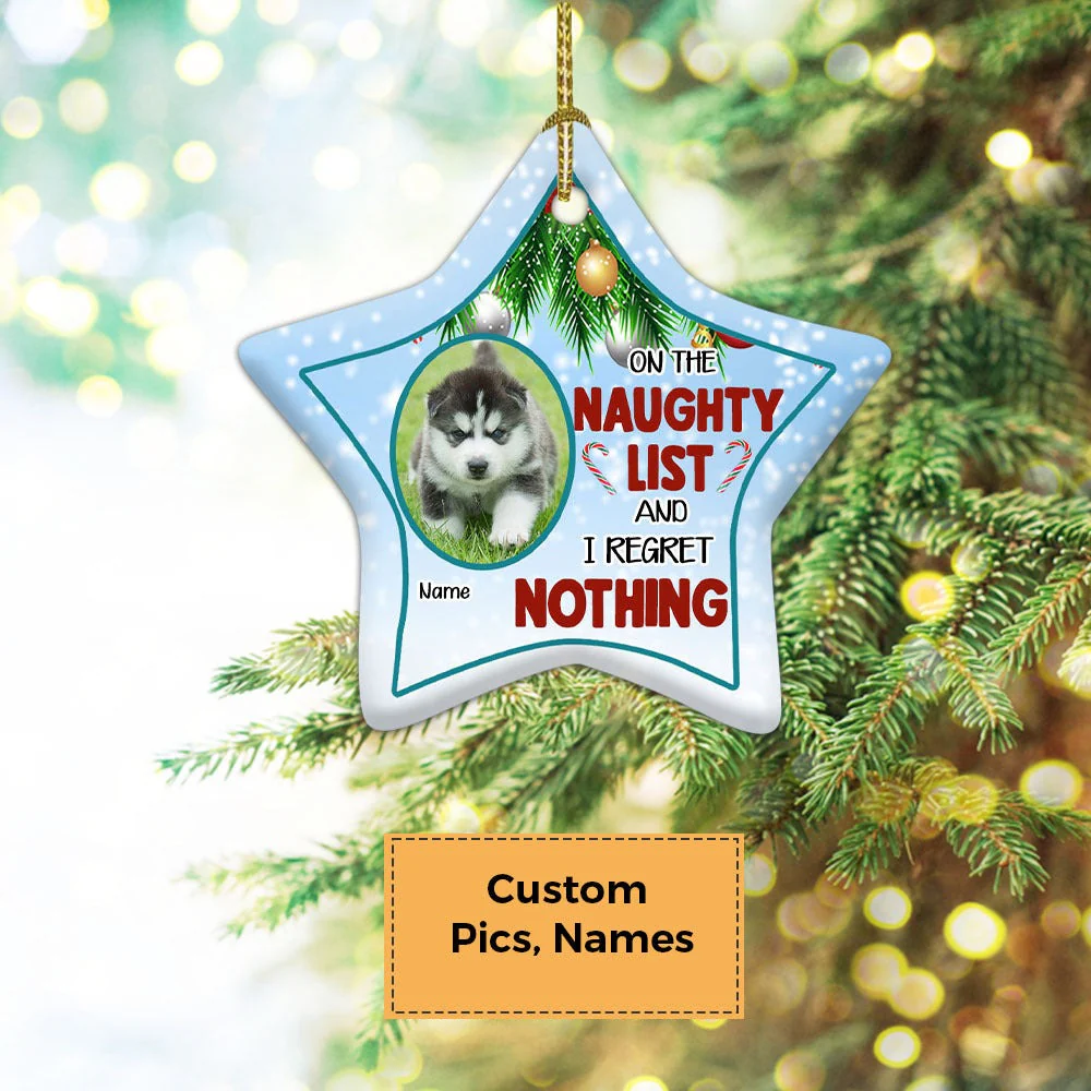 Custom Dog Photo Ceramic Ornament, Custom Pet Photo Ornament On The Naughty List Custom Pet Photo - Christmas Ornament Gift For Dog Lovers, Pet Lovers - Image 6