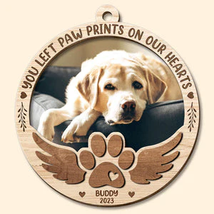 Custom Dog Photo Wood Ornament, Custom 2 Layers Wooden Ornament, Paw Prints On My Heart - Christmas Ornament Gift For Dog Lovers, Pet Lovers - Image 3