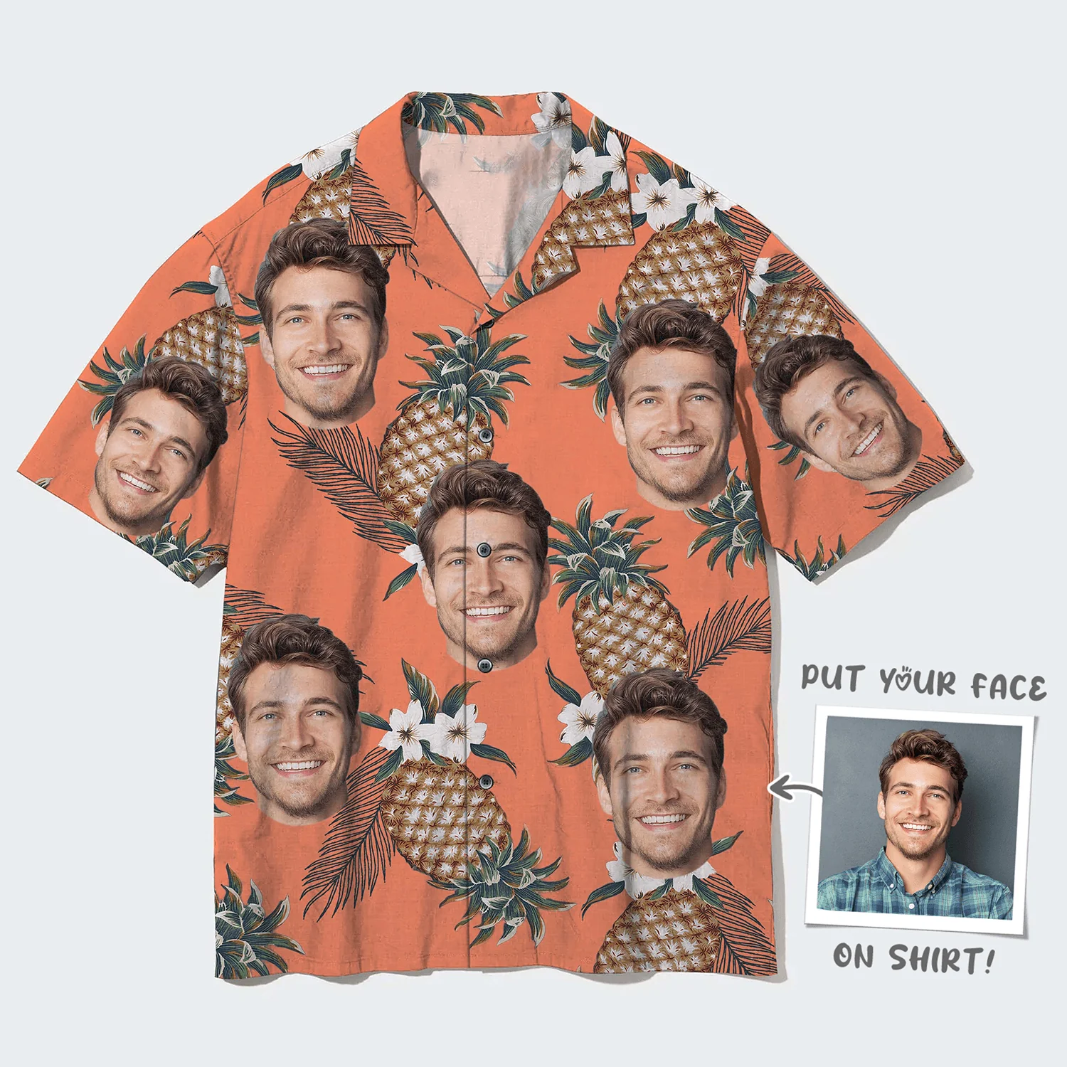 Custom Face Hawaiian Shirt, Pineapple Aloha Shirt, Personalized Shirt Mother's Day, Father's Day Gift For Father, Mother, Grandma, Family - Image 4
