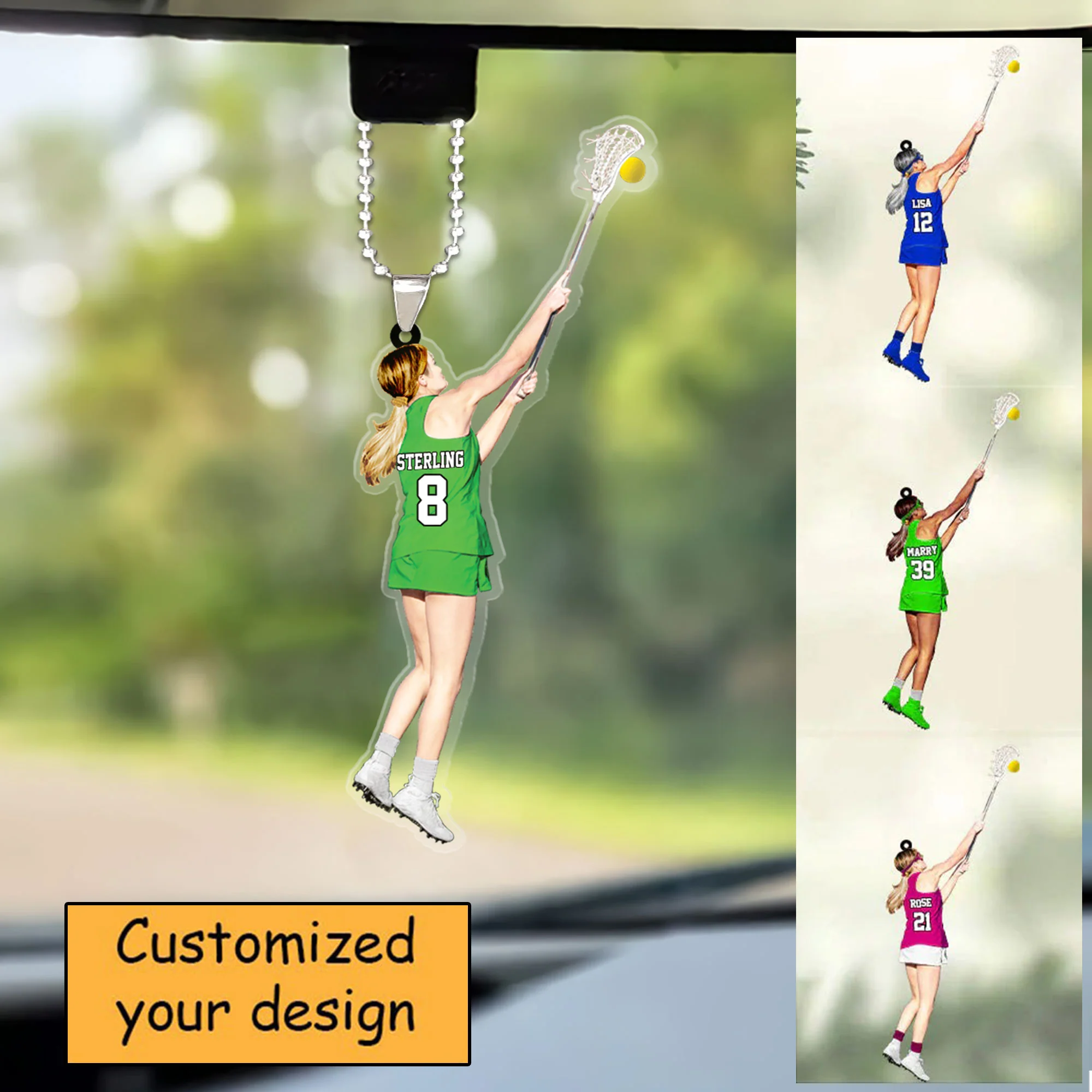 Custom Female Lacrosse Players Acrylic Christmas Keychain, Girl Lacrosse Acrylic Keychain - Gift For Lacrosse Team, Lacrosse Lovers - Image 5