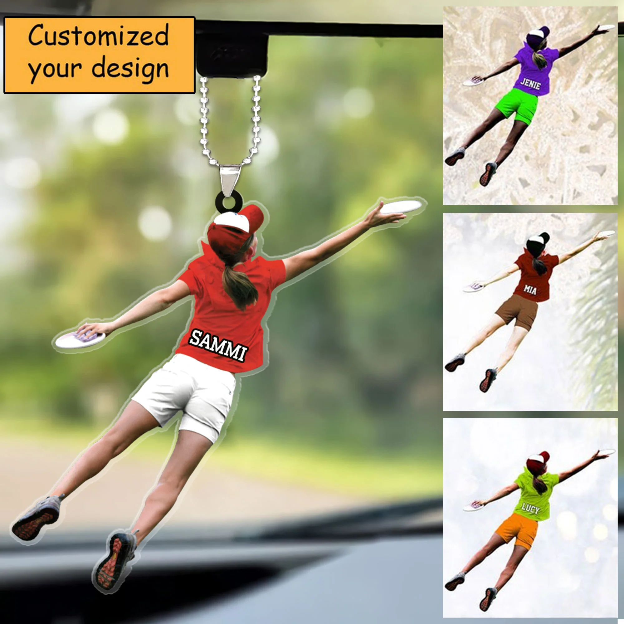 Custom Frisbee Girl Christmas Car Ornament, Frisbee Team Gift Car Ornament For Daughter - Christmas Hanging Tree - Image 2