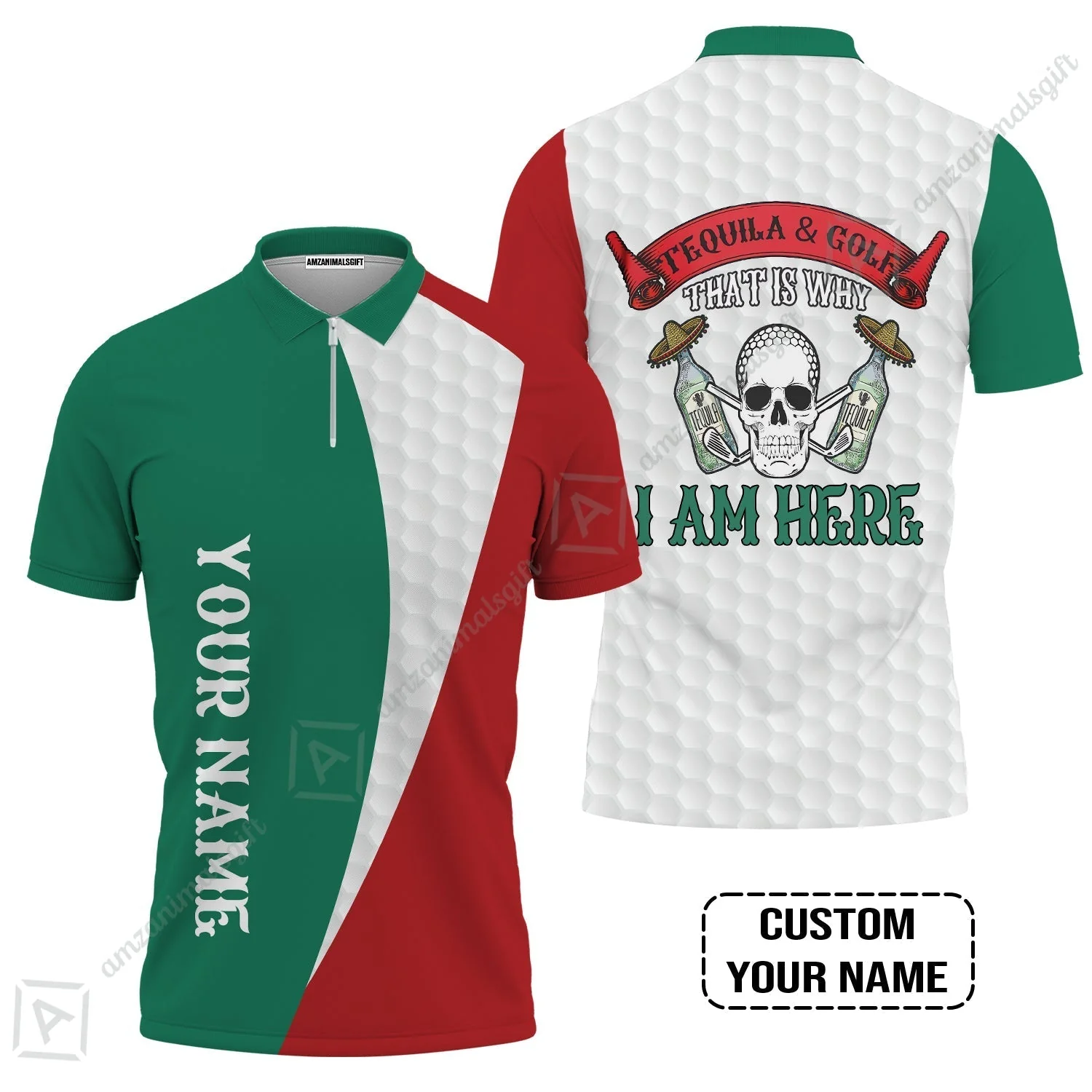 Custom Golf Hawaiian Shirt- Golf Men Custom Name Hawaiian Shirt, Tequila & Golf, Skull Golf Custom Hawaiian Shirt - Image 3