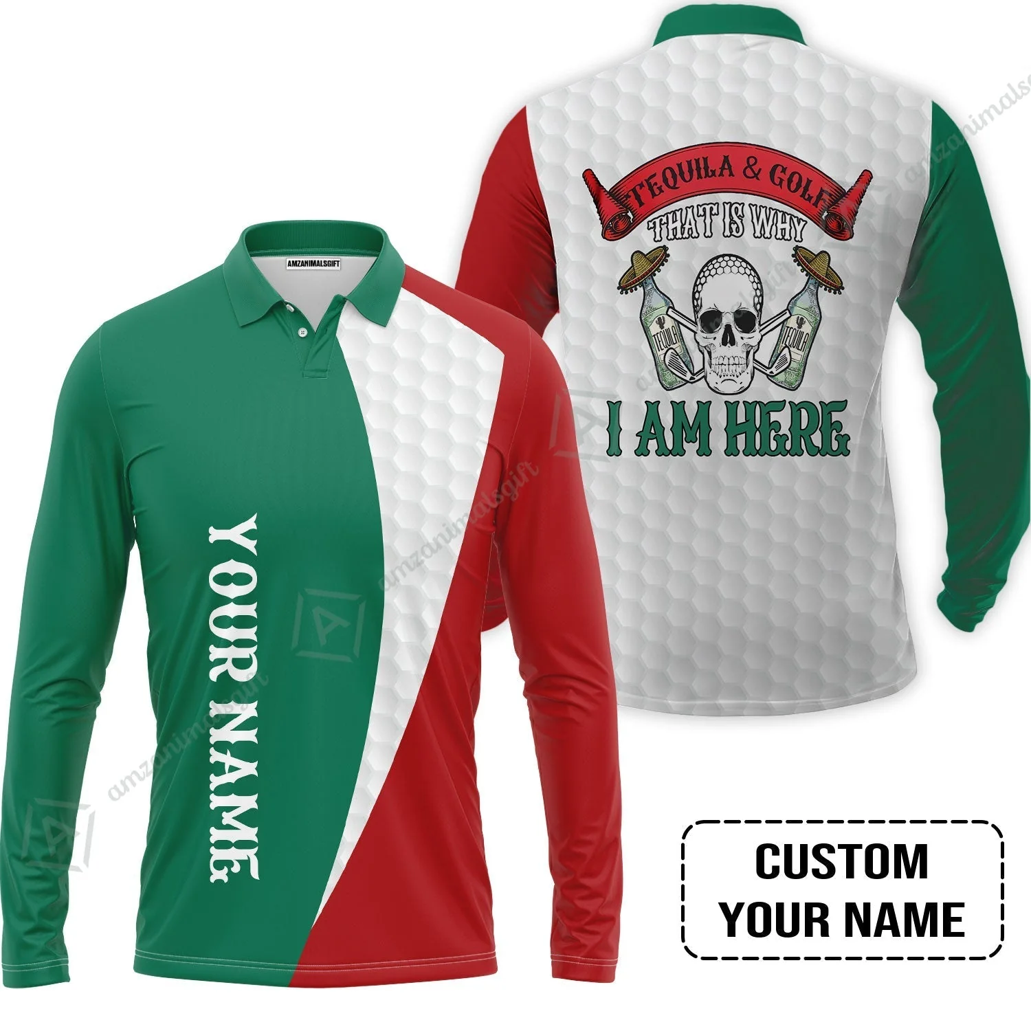 Custom Golf Hawaiian Shirt- Golf Men Custom Name Hawaiian Shirt, Tequila & Golf, Skull Golf Custom Hawaiian Shirt - Image 4