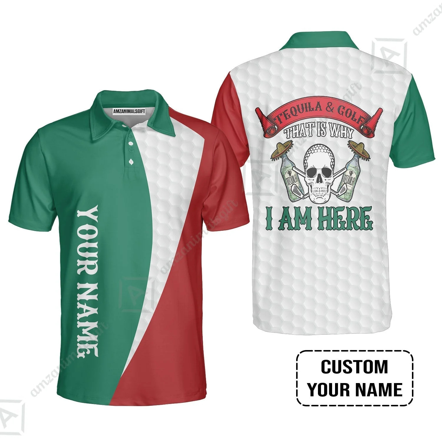 Custom Golf Hawaiian Shirt- Golf Men Custom Name Hawaiian Shirt, Tequila & Golf, Skull Golf Custom Hawaiian Shirt - Image 5