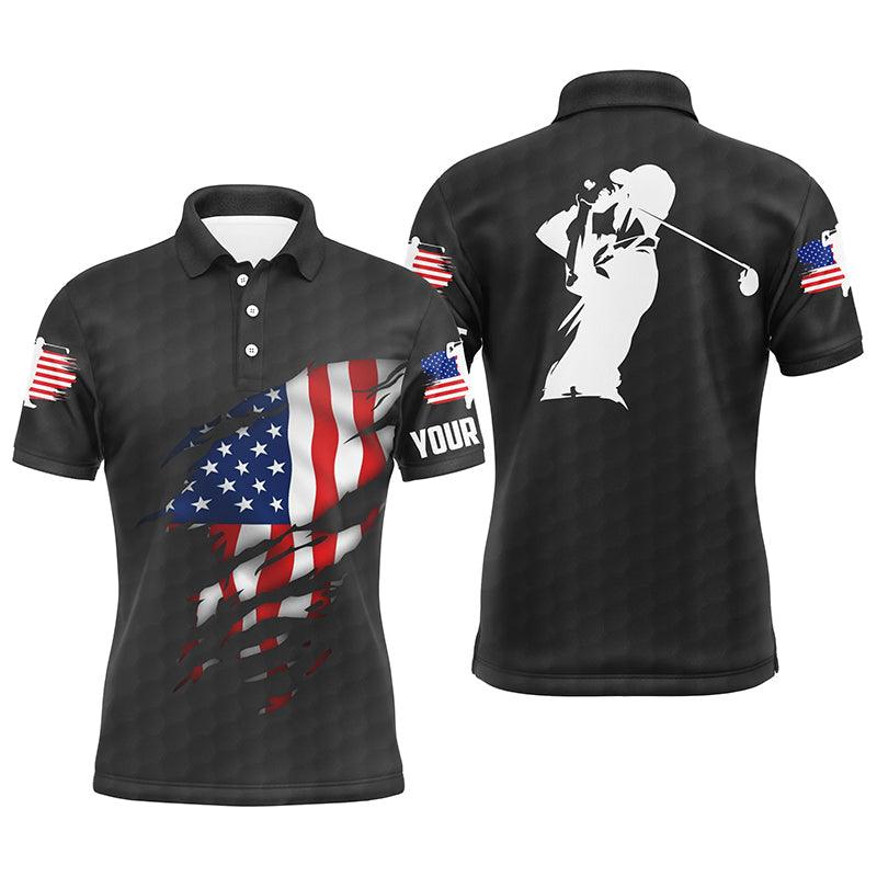 Custom Golf Long Sleeve Men Polo Shirt - Custom Name American Flag Apparel - Personalized Gift For Men, Golf Lover, 4th Of July - Image 5